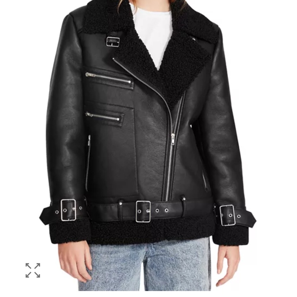 Steve Madden Quinn Sherpa Lined Women's Black Jacket